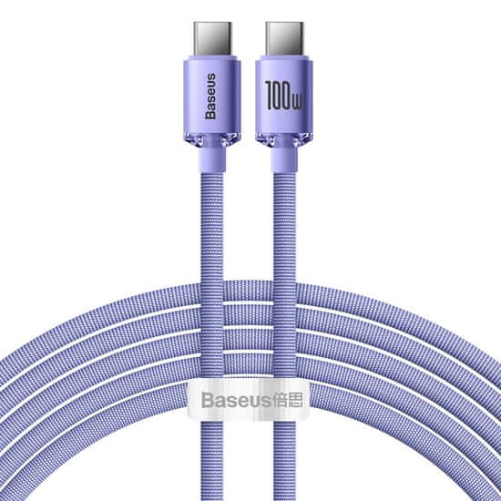 BASEUS Crystal Shine kábel USB-C / USB-C 5A 100W 2m, fialový