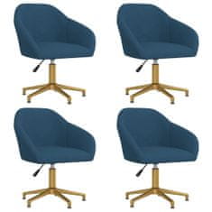 Vidaxl Otočné jedálenské stoličky 4 ks, modré, zamat