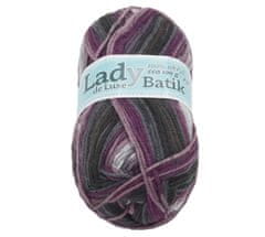 Priadza LADY de Luxe BATIK - 100g / 238 m - biela, fialová, šedá