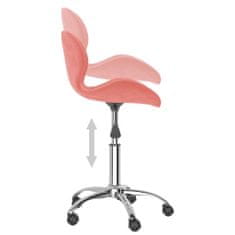 Vidaxl Stolová otočná stolička, ružová, čalúnená zamatom