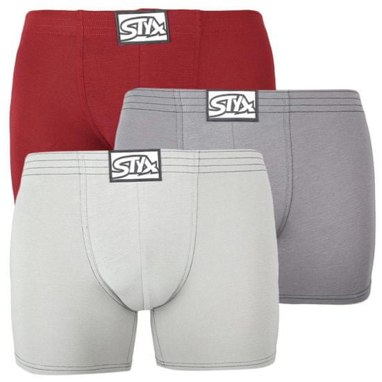 Styx 3PACK pánske boxerky long klasická guma viacfarebné (F10606263)