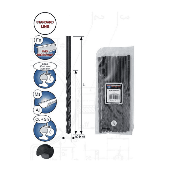 NÁSTROJE CZ Vrták &Oslash; 16,0mm 1125 HSS predĺžený čierny