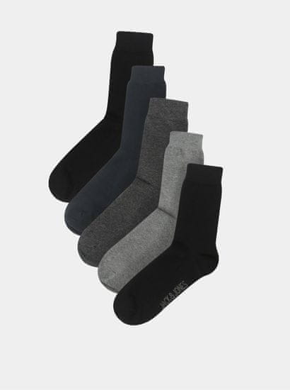 Jack&Jones Súprava piatich párov pánskych ponožiek v čiernej, tmavo modrej a šedej farbe Jack & Jones Jens
