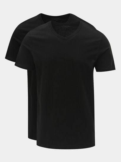 Jack&Jones Balenie dvoch čiernych basic tričiek s véčkovým výstrihom Jack & Jones