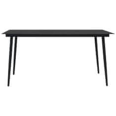 Petromila vidaXL Záhradný jedálenský stôl čierny 190x90x74 cm oceľ a sklo