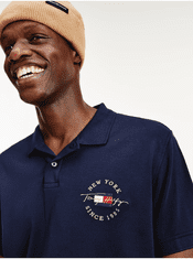 Tommy Hilfiger Tmavomodrá pánska polokošeľa Tommy Hilfiger Icon Logo Interlock M