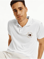 Tommy Hilfiger Biela pánska polokošeľa Tommy Hilfiger Icon Logo Interlock M