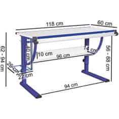 Bruxxi Pracovný stôl Moa, 118 cm, modrá
