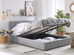 Beliani Čalúnená posteľ s úložným priestorom 140 x 200 cm svetlosivá DREUX