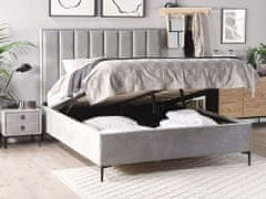 Beliani Zamatová posteľ s úložným priestorom 140 x 200 cm sivá SEZANNE