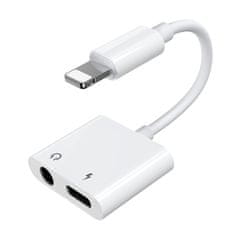 shumee Adaptérový rozbočovač slúchadiel iPhone Lightning - Lightning 3,5mm mini jack biely