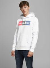 Jack&Jones Biela mikina s kapucou Jack & Jones Corp XXL