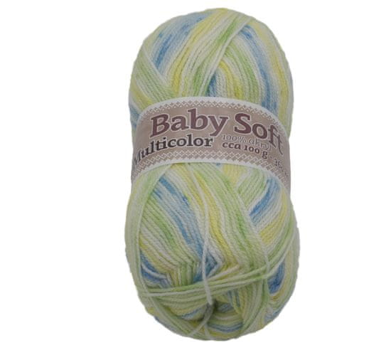 Bellatex Priadza BABY SOFT multicolor - 100g / 360 m - biela, žltá, modrá, zelená