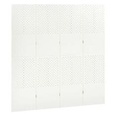 Vidaxl Paraván so 4 panelmi, biela 160x180 cm oceľ