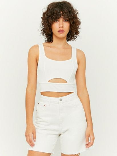 TALLY WEiJL Biely crop top s priestrihom TALLY WEiJL