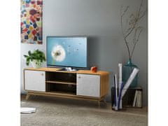 Danish Style Tv stolík Calin, 140 cm, biela/dub