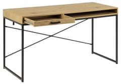 Design Scandinavia Pracovný stôl Seaford, 140 cm, dub/čierna