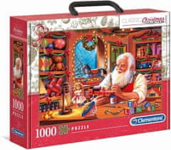 Clementoni Puzzle v kufríku Vianočná kolekcia: Santova dielňa 1000 dielikov