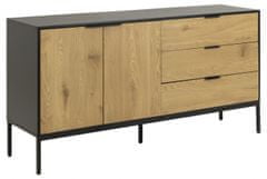 Design Scandinavia Komoda Seaford, 160 cm, dub / čierna