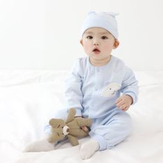 Merebe Kombinéza s dlhým rukávom TEDDY BEAR BLUE na jar a jeseň, veľkosť 80