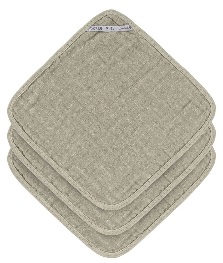 Lässig Muslin Washcloth Set 3 pcs olive