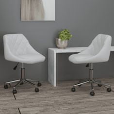 Vidaxl Otočné stoličky, 2 ks, biele, čalúnené koženkou