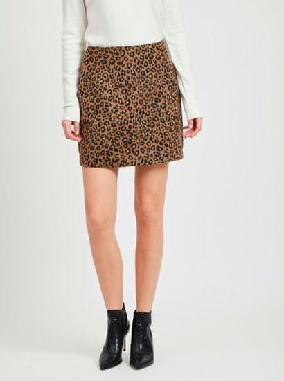 VILA Hnedá sukňa s leopardím vzorom VILA Junila
