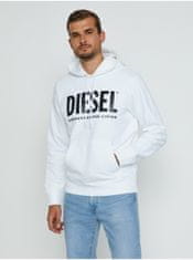 Diesel Biela pánska mikina s kapucňou Diesel Girk-Hood-Ecologo XL