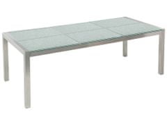 Beliani Záhradný stôl s 3-dielnou sklenenou doskou 180 x 90 cm priehľadný GROSSETO