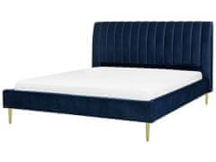 Beliani Zamatová posteľ 180 x 200 cm modrá MARVILLE