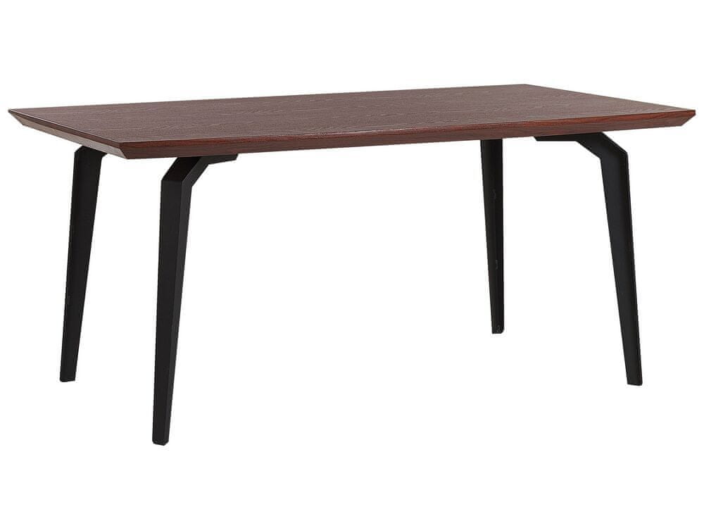 Beliani Jedálenský stôl 160 x 90 cm tmavé drevo/čierna AMARES