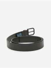 Tommy Jeans Tmavohnedý pánsky kožený opasok Tommy Jeans Flag Belt 3.5 100