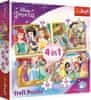 Puzzle Disney princezné: Šťastný deň 4v1 (35,48,54,70 dielikov)