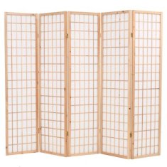 Vidaxl vidaXL Skladací paraván s 5 panelmi, japonský štýl 200x170cm, prírodný