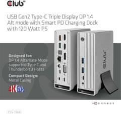 Club 3D Dokovací stanice USB-C, Triple Display DP, PD 120W