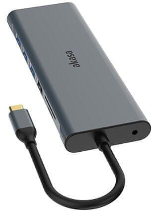 Akasa dokovací stanice USB-C 14v1, USB-C (power+data), šedá