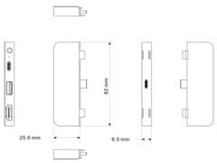 Hyper Drive 4 v 1 USB-C Hub pro iPad Pro 2018, šedá