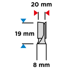 Graphite GRAPHITE Frézka na drevo dvojbritá, HM, 20 x 19 mm, stopka 8 mm