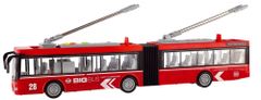 Teddies Trolejbus/Autobus plast 45 cm na zotrvačník na bat. so svetlom so zvukom v krabici 48 x 18 x 11 cm