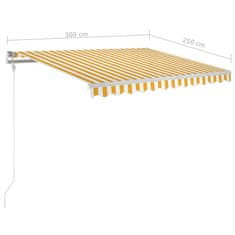 Vidaxl Automatická markíza, LED a senzor vetra 300x250 cm, žltá/biela