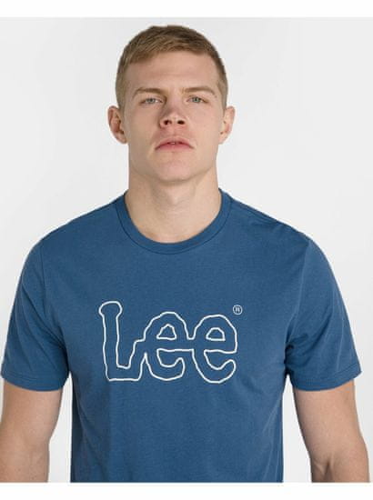 Lee Modré pánske tričko Lee Wobbly Logo