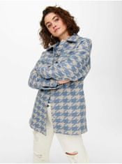 ONLY Krémová-modrá kockovaná košeľová bunda ONLY Johanna XS