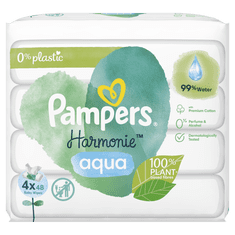 Pampers Harmónia Aqua vlhčené obrúsky Plastic Free 4x48ks