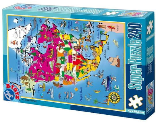 D-Toys Puzzle Mapa Severnej Ameriky 240 dielikov