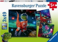 Ravensburger Puzzle Dinosaury vo vesmíre 3x49 dielikov