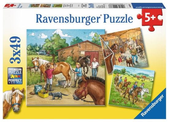 Ravensburger Puzzle Deň u koní 3x49 dielikov