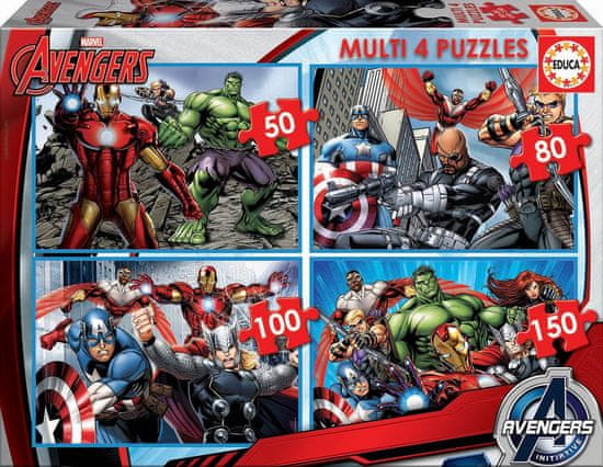 EDUCA Puzzle Avengers 4v1 (50,80,100,150 dielikov)