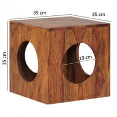 Bruxxi Odkladací stolík Mumbai cube, 35 cm, masív Sheesham
