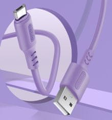 ColorWay Kábel USB MicroUSB (soft silicone) 2.4A 1m - purple