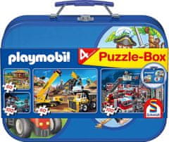 Schmidt Puzzle Playmobil 4v1 v plechovom kufríku (60,60,100,100 dielikov)